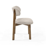 Silla de Comedor Saudi Beige y Matiz Caoba 58x82cm de Asiento Ovalado sin Espaldar y sin Apoya Brazos