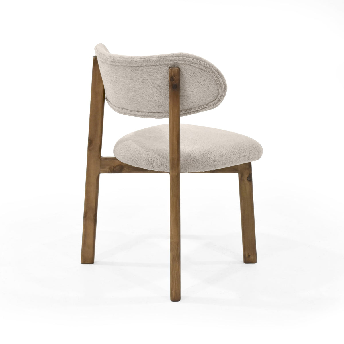 Silla de Comedor Saudi Beige y Matiz Caoba 58x82cm de Asiento Ovalado sin Espaldar y sin Apoya Brazos
