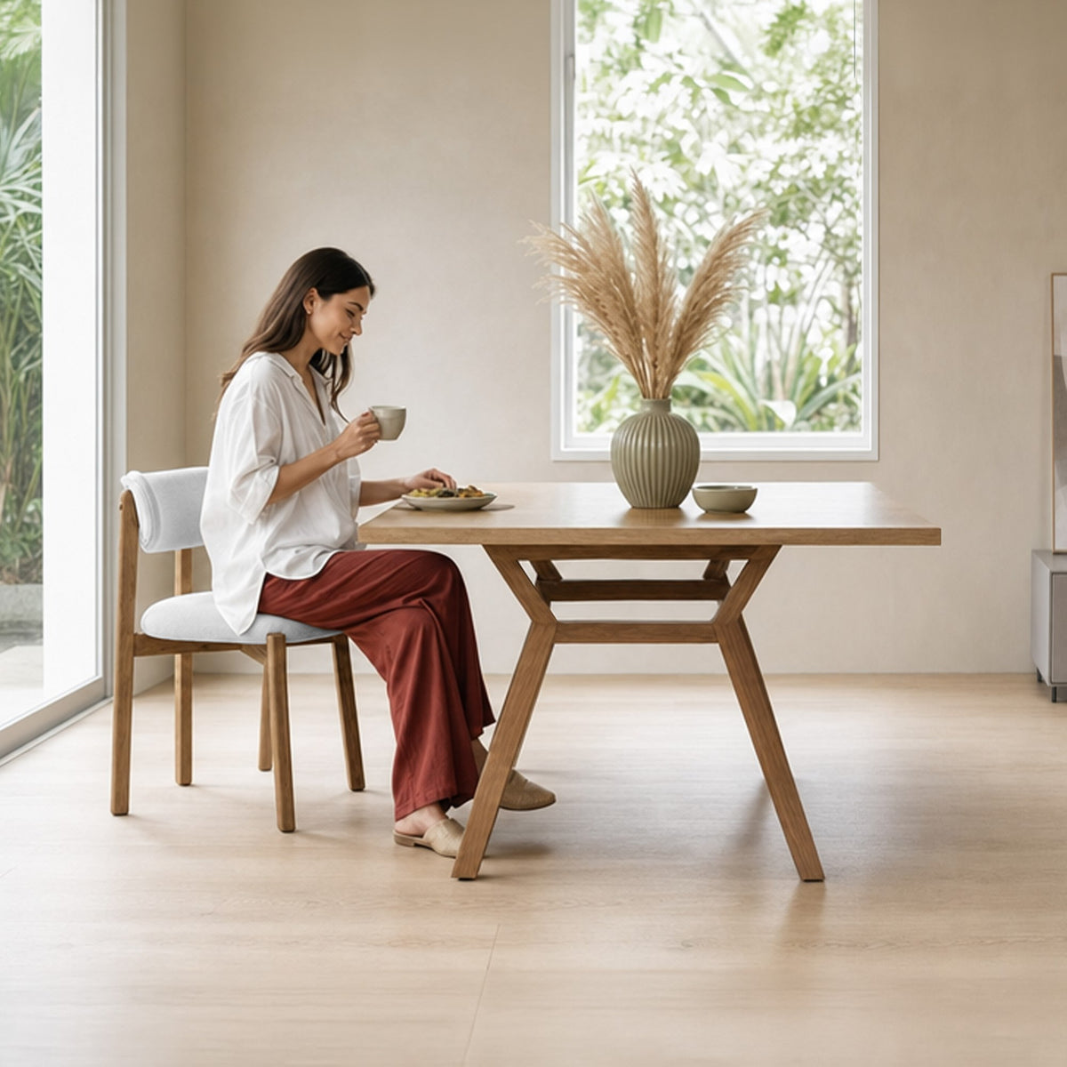Silla de Comedor Saudi Plata y Matiz Caoba 58x82cm de Asiento Ovalado sin Espaldar y sin Apoya Brazos
