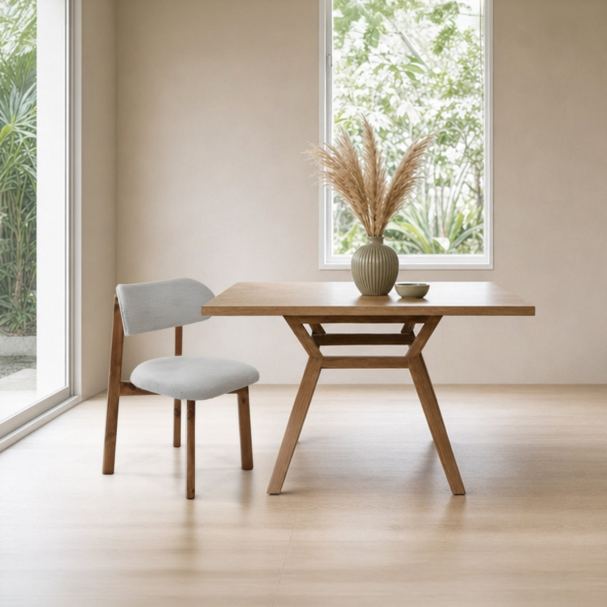 Silla de Comedor Saudi Plata y Matiz Caoba 58x82cm de Asiento Ovalado sin Espaldar y sin Apoya Brazos