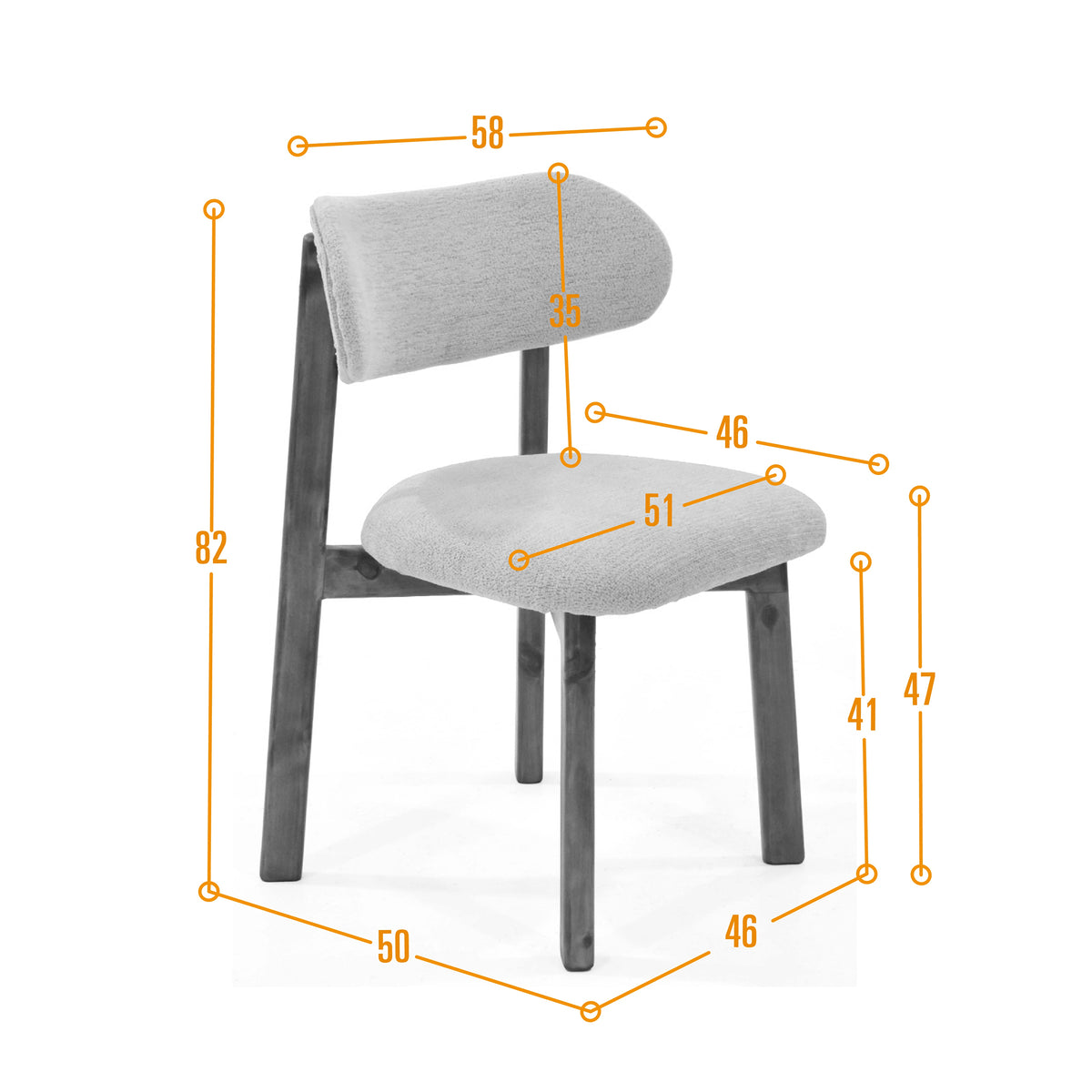 Silla de Comedor Saudi Multicolor y Matiz Caoba 58x82cm de Asiento Ovalado sin Espaldar y sin Apoya Brazos