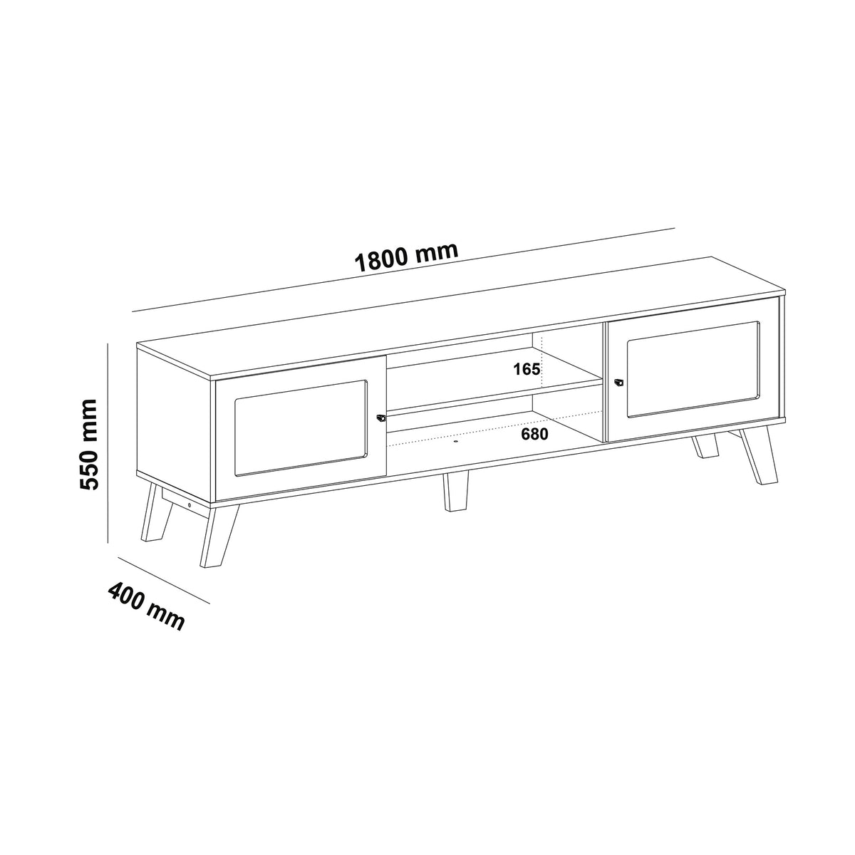 Rack de TV Charlotte Café Claro y Café Crema 180x55cm para Tv Hasta 75" Pulgadas con Dos Compatimientos