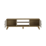 Rack de TV Charlotte Café Claro y Café Crema 180x55cm para Tv Hasta 75" Pulgadas con Dos Compatimientos