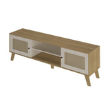 Rack de TV Charlotte Café Claro y Café Crema 180x55cm para Tv Hasta 75" Pulgadas con Dos Compatimientos