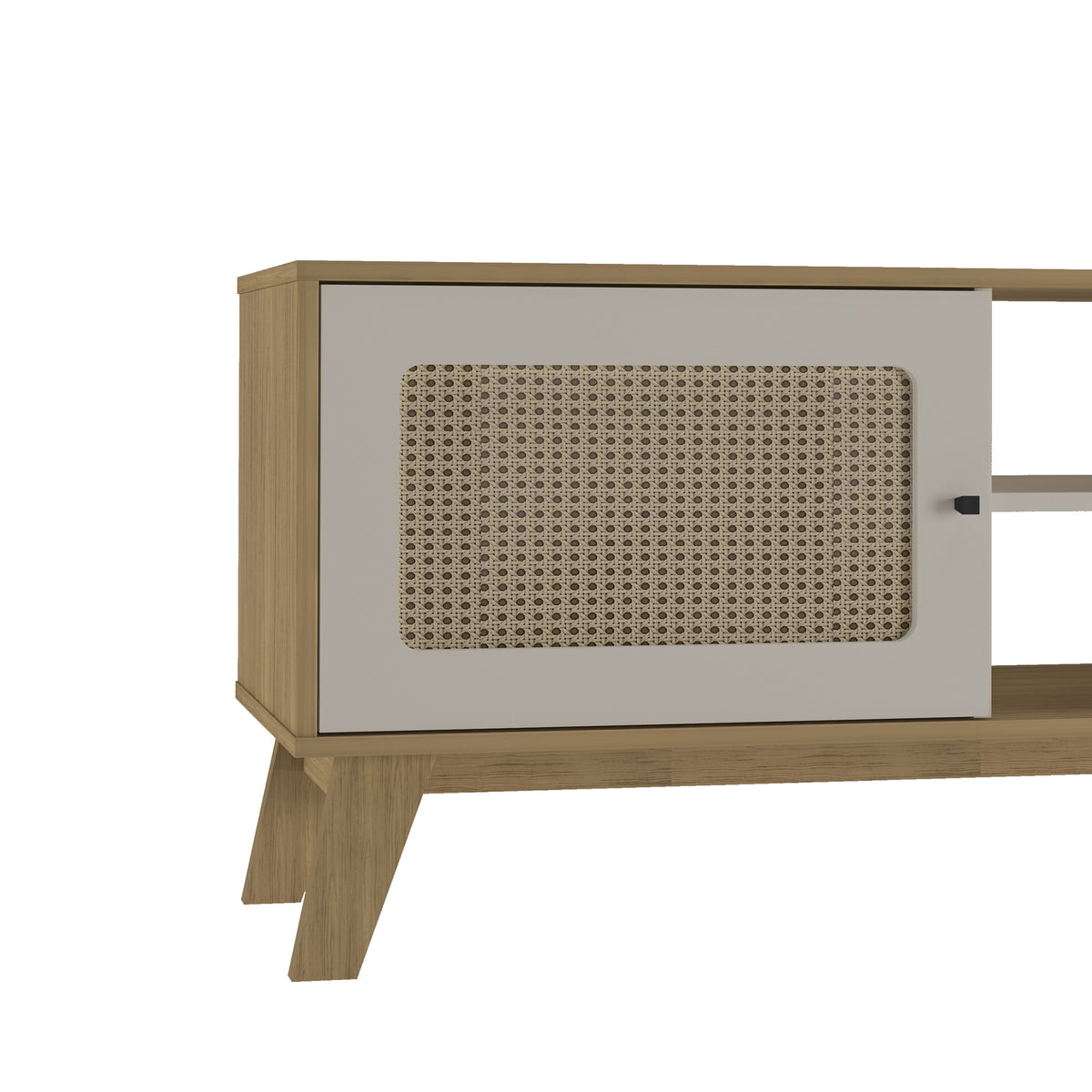 Rack de TV Charlotte Café Claro y Café Crema 180x55cm para Tv Hasta 75" Pulgadas con Dos Compatimientos
