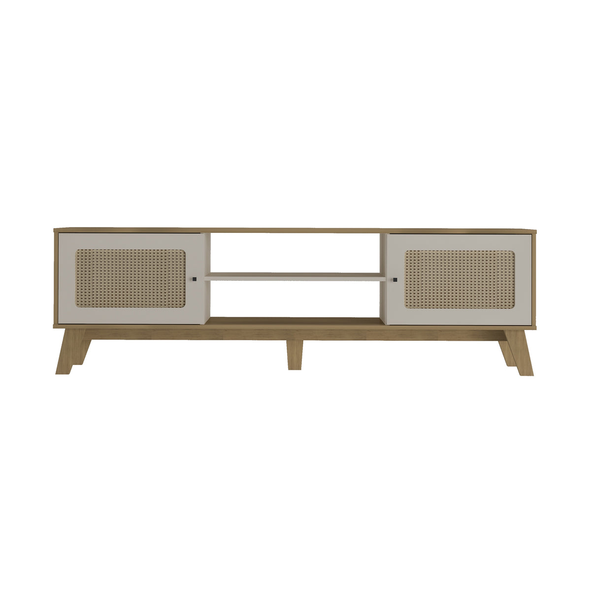 Rack de TV Charlotte Café Claro y Café Crema 180x55cm para Tv Hasta 75" Pulgadas con Dos Compatimientos