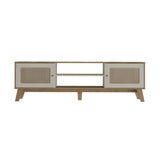 Rack de TV Charlotte Café Claro y Café Crema 180x55cm para Tv Hasta 75" Pulgadas con Dos Compatimientos