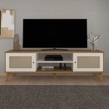 Rack de TV Charlotte Café Claro y Café Crema 180x55cm para Tv Hasta 75" Pulgadas con Dos Compatimientos