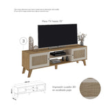 Rack de TV Charlotte Café Claro y Café Crema 180x55cm para Tv Hasta 75" Pulgadas con Dos Compatimientos
