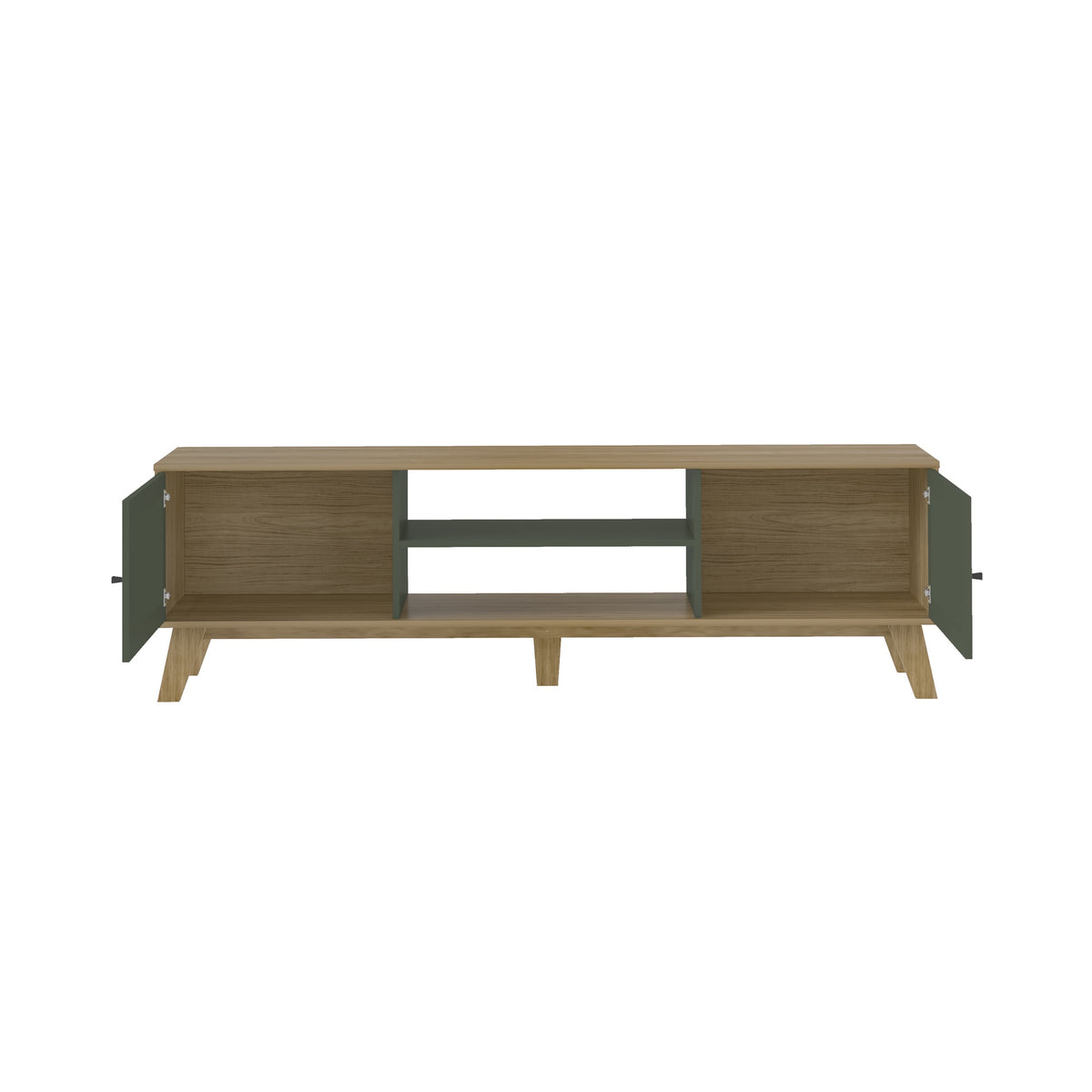 Rack de TV Charlotte Café Claro y Verde 180x55cm para Tv Hasta 75" Pulgadas con Dos Compatimientos
