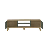 Rack de TV Charlotte Café Claro y Verde 180x55cm para Tv Hasta 75" Pulgadas con Dos Compatimientos