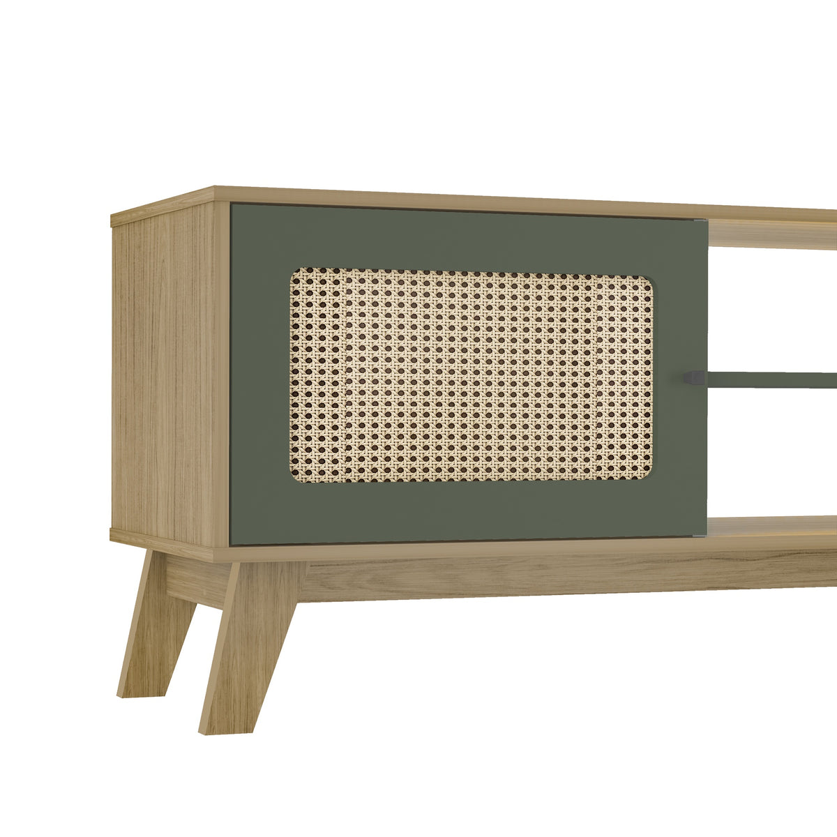 Rack de TV Charlotte Café Claro y Verde 180x55cm para Tv Hasta 75" Pulgadas con Dos Compatimientos