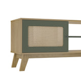 Rack de TV Charlotte Café Claro y Verde 180x55cm para Tv Hasta 75" Pulgadas con Dos Compatimientos