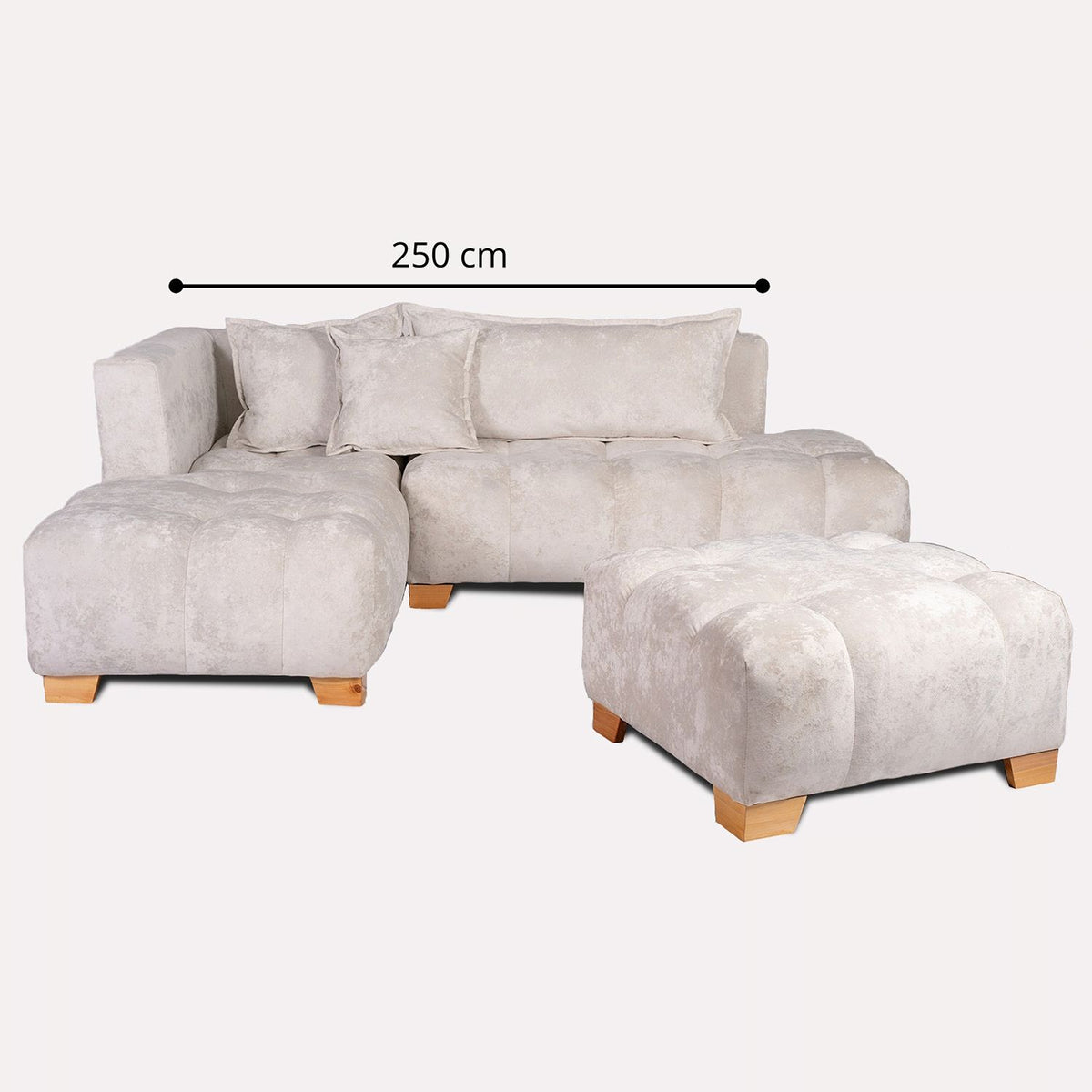 Sala Madrid Marfil 162x80cm Modular de Siete Puestos Antifluido sin Apoyabrazos
