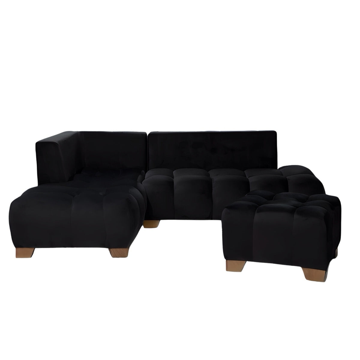 Sala Madrid Negro 162x80cm Modular de Siete Puestos Antifluido sin Apoyabrazos