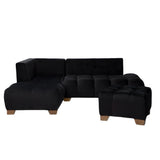 Sala Madrid Negro 162x80cm Modular de Siete Puestos Antifluido sin Apoyabrazos