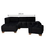 Sala Madrid Negro 162x80cm Modular de Siete Puestos Antifluido sin Apoyabrazos