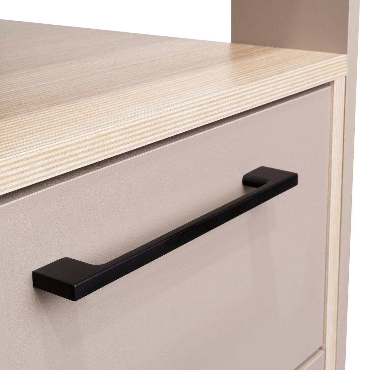 Escritorio Verlot Taupe Mallado 52x75cm con Dos Cajones y con Organizador de Libros