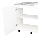 Mueble Inferior Napoles Blanco 100x89cm con Mesón de Acero Inoxidable y con Pozuelo Lado Izquierdo