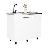 Mueble Inferior Napoles Blanco 100x89cm con Mesón de Acero Inoxidable y con Pozuelo Lado Izquierdo