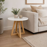 Mesa Auxiliar Circular Cotton Blanco 47x46cm Moderno