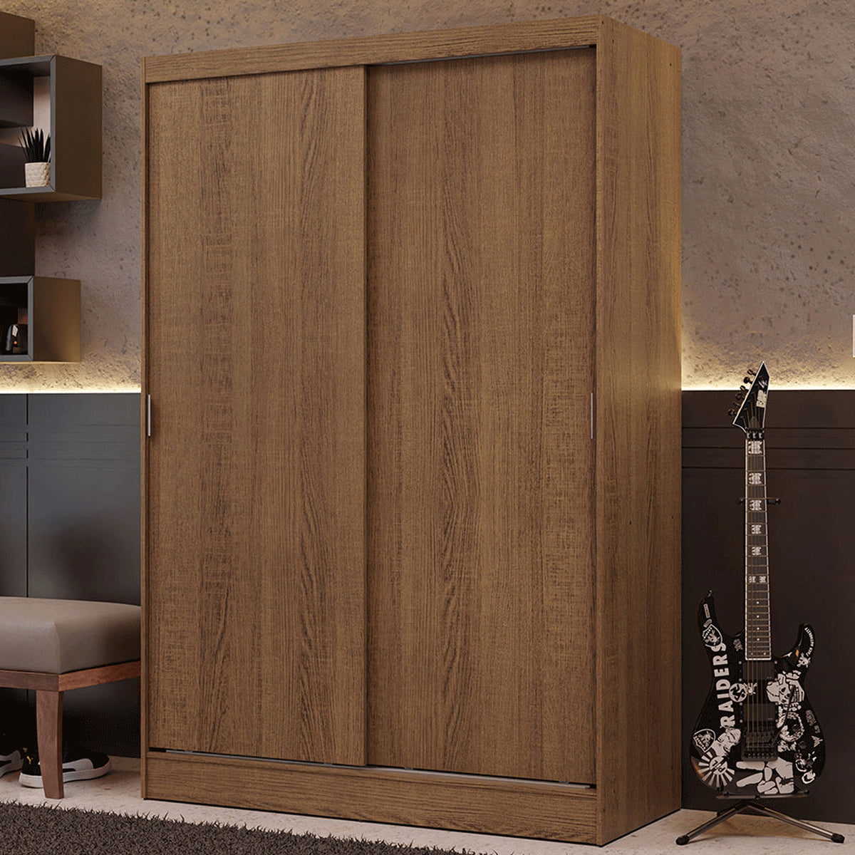Closet Luke Marron 120x183cm sin Espejo y con Dos Cajones