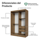 Closet Luke Marron 120x183cm sin Espejo y con Dos Cajones