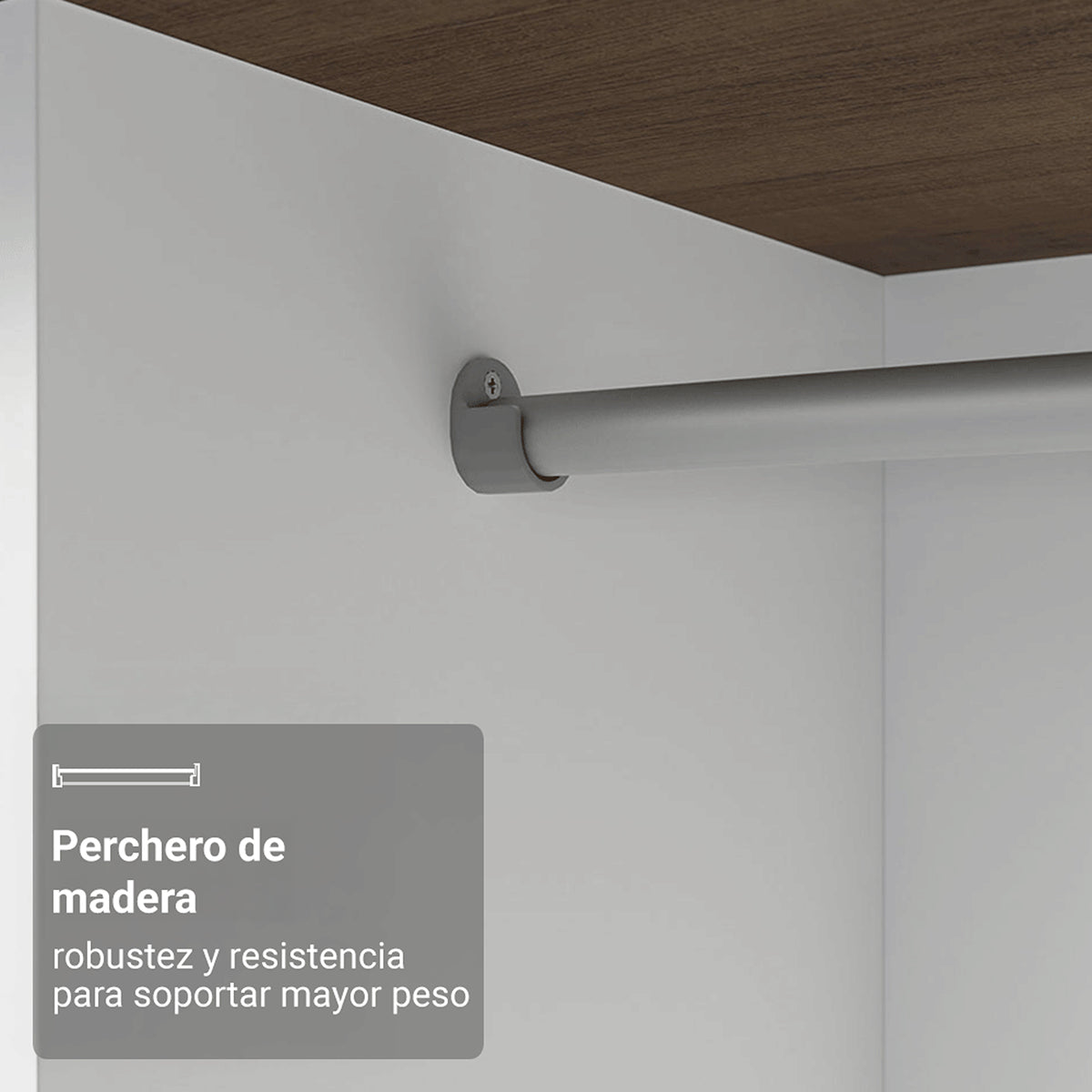 Closet Luke Marron 120x192cm con Un Espejo con Dos Cajones y con Tres Entrepaños
