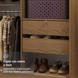 Closet Luke Marron 120x192cm con Un Espejo con Dos Cajones y con Tres Entrepaños