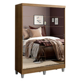 Closet Luke Marron 120x192cm con Espejo con Dos Cajones y con Tres Entrepaños