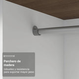 Closet Luke Marron 120x192cm con Espejo con Dos Cajones y con Tres Entrepaños