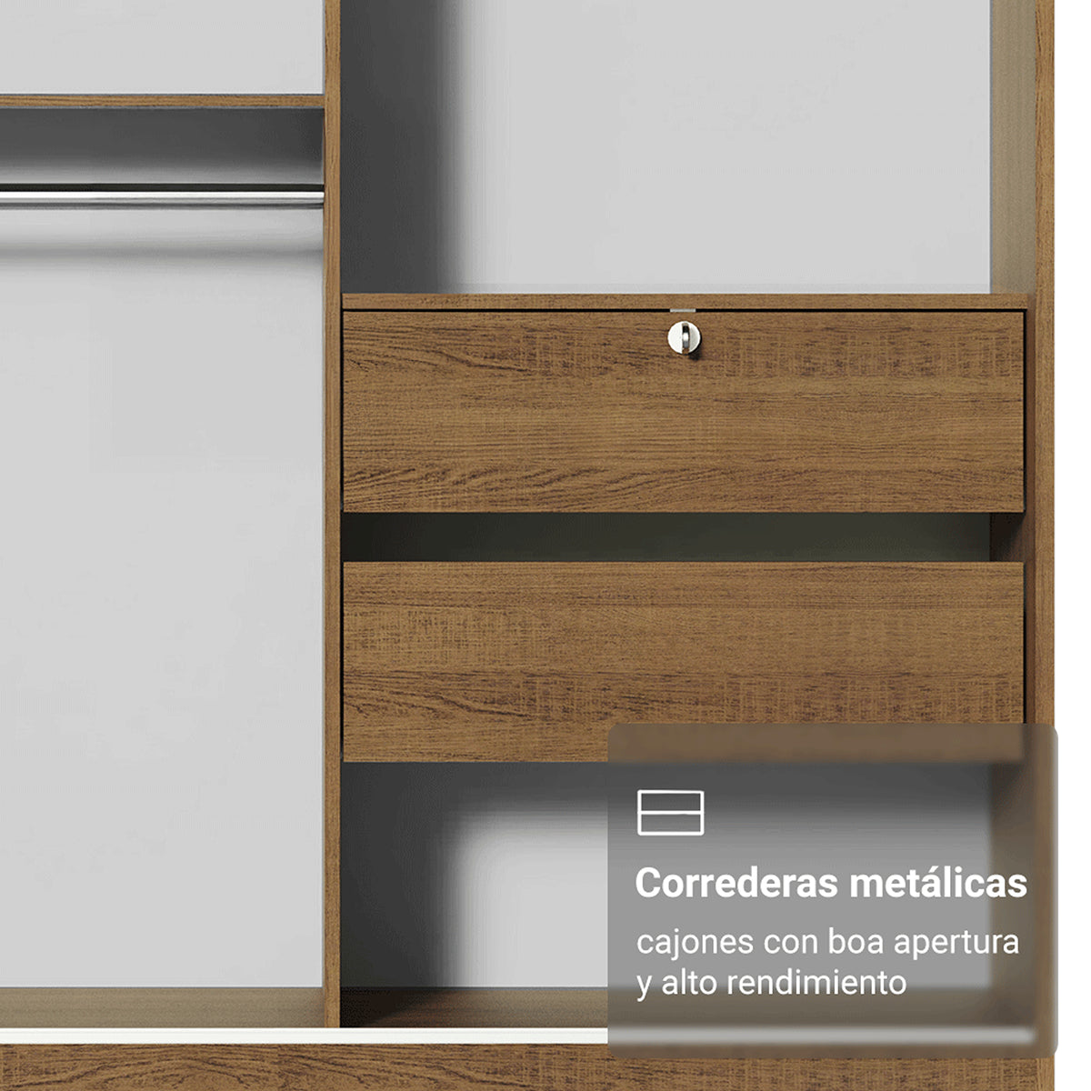 Closet Luke Marron 120x192cm con Dos Cajones y con Tres Entrepaños