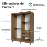 Closet Luke Marron 120x192cm con Dos Cajones y con Tres Entrepaños
