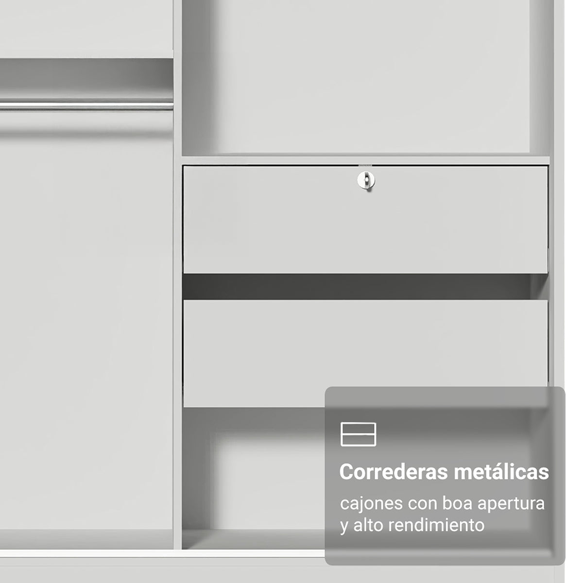 Closet Luke Blanco 120x183cm sin Espejo y con Dos Cajones