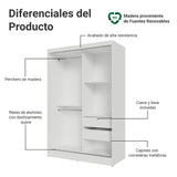 Closet Luke Blanco 120x183cm sin Espejo y con Dos Cajones