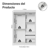 Closet Luke Blanco 120x183cm sin Espejo y con Dos Cajones