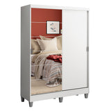Closet Luke Blanco 120x192cm con Un Espejo con Dos Cajones y con Tres Entrepaños
