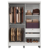 Closet Luke Blanco 120x192cm con Un Espejo con Dos Cajones y con Tres Entrepaños