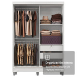 Closet Luke Blanco 120x192cm con Dos Cajones y con Tres Entrepaños