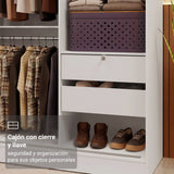 Closet Max Blanco 119x183cm con Un Espejo con Dos Cajones y con Tres Entrepaños