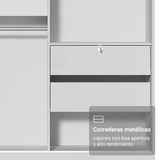 Closet Max Blanco 119x183cm con Espejo con Dos Cajones y con Tres Entrepaños