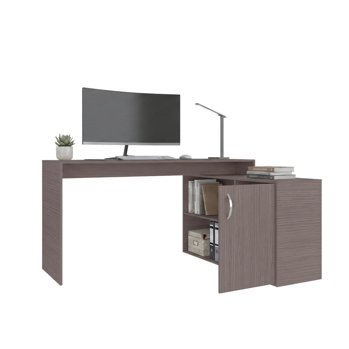 Escritorio en L Axis Positano 151x76.5cm sin Cajones y con Organizador de Libros