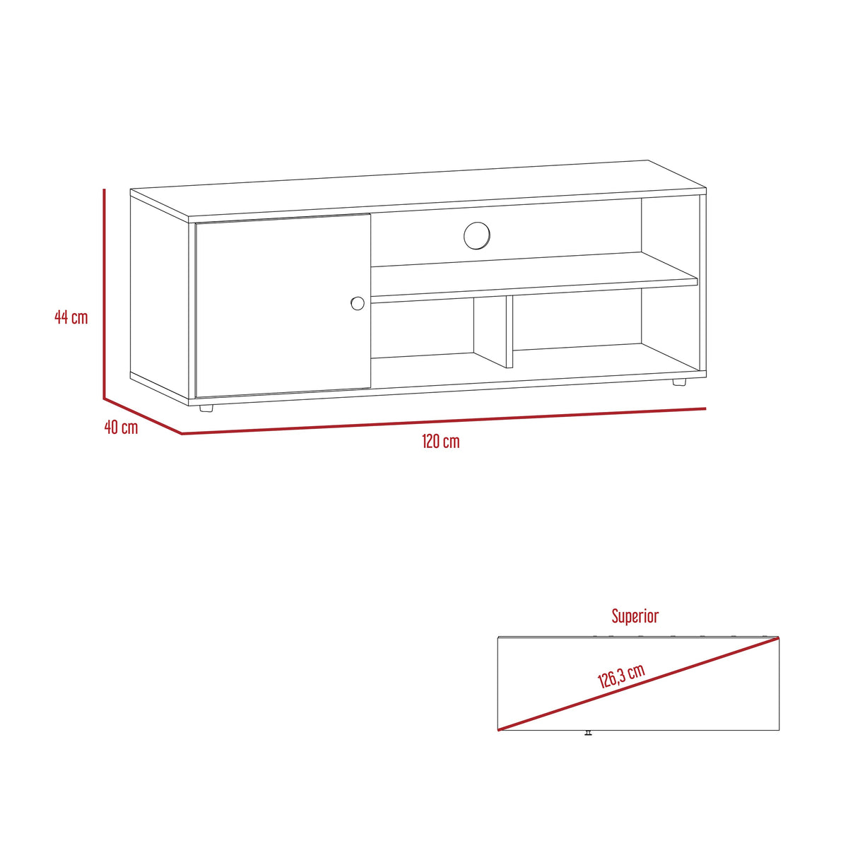 Rack de TV Noah Macadamia 120x44cm Para TV Hasta 50 Pulgadas con Un Cajón