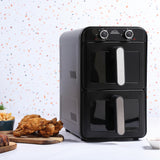 Freidora de Aire Home Elements Verti Fry Negro y Plata 40.4x40.9cm de 11 Litros Doble Canastilla