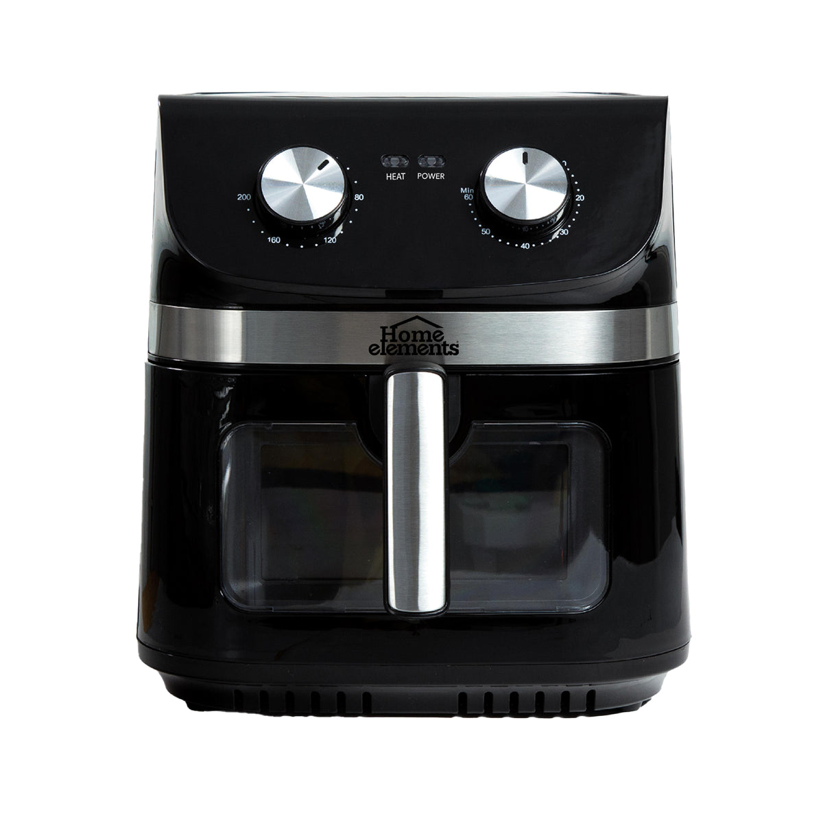 Freidora de Aire Home Elements Megafryer Max Negro y Plata 35.5x34.2cm de 8 Litros