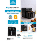 Freidora de Aire Home Elements Megafryer Classic Negro y Plata 33x30.2cm de 8 Litros