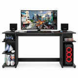 Escritorio gamer negro con repisas laterales en MDP 130x60 cm