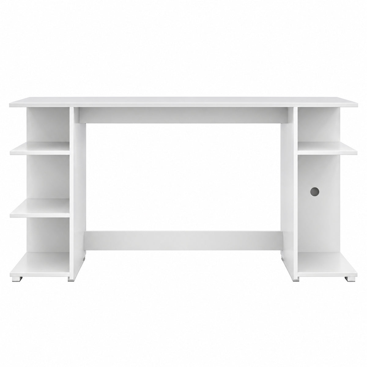 Escritorio gamer blanco con repisas laterales en MDP 130x60 cm