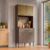Alacena de cocina negra moderna en MDP 80x182 cm con 4 puertas