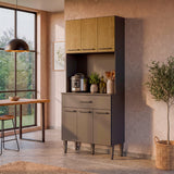 Alacena de cocina negra moderna en MDP 80x184 cm con 6 puertas y cajón